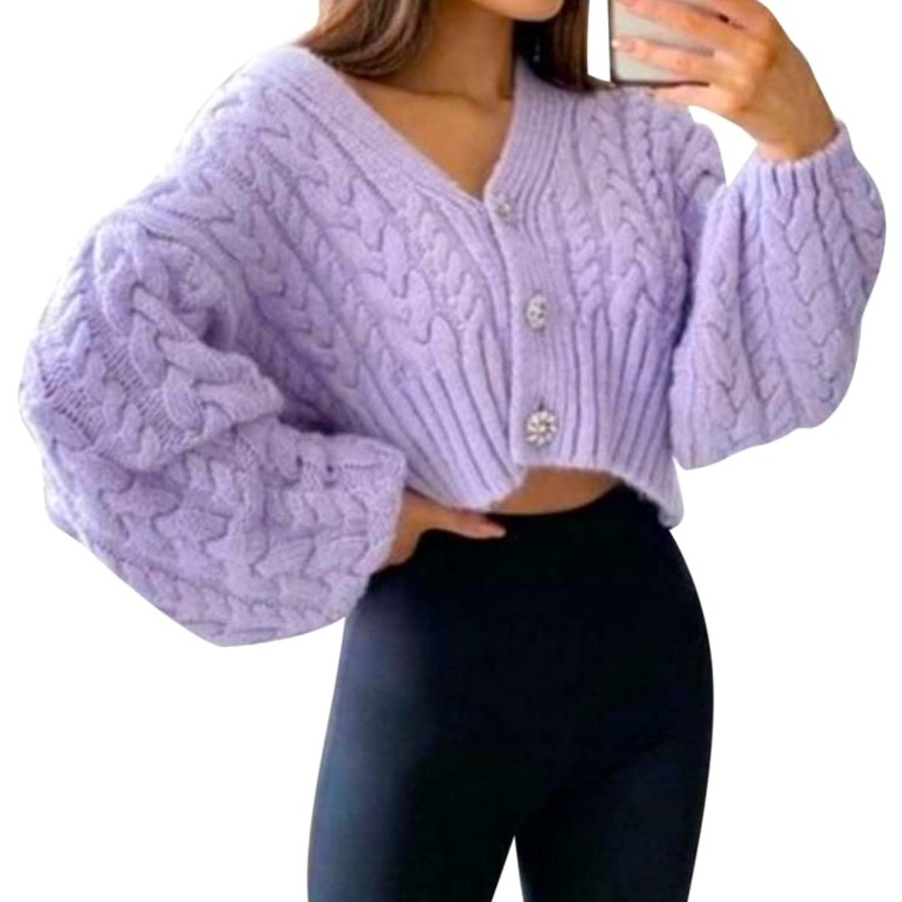 Lilac sweater with jewels